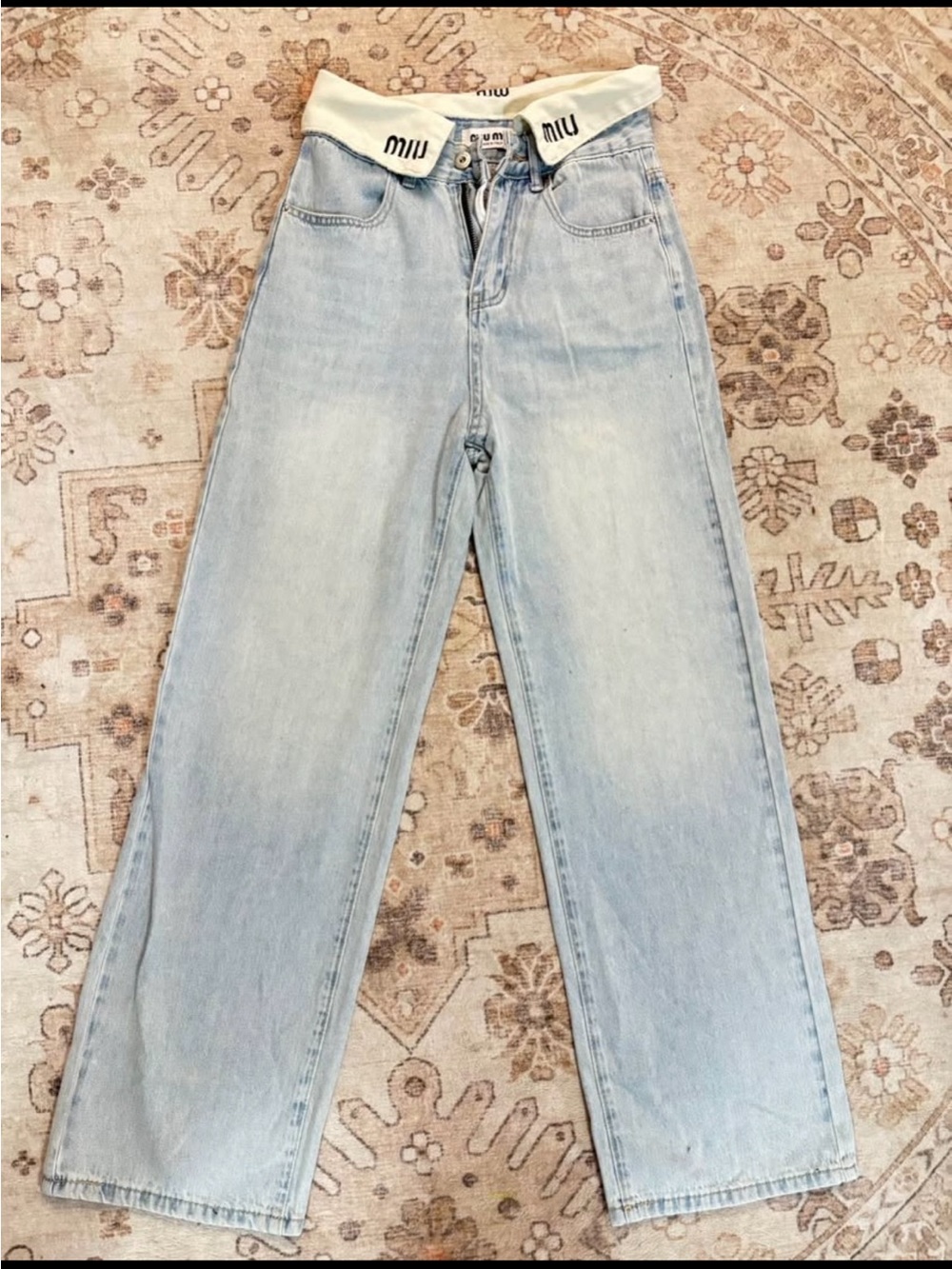 Mi Light Blue Relaxed Straight Men's Jeans with Branded Waistband